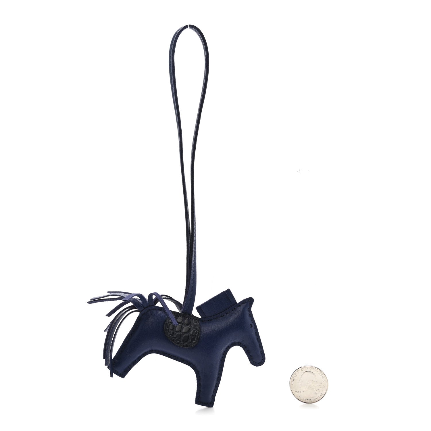 Milo Lambskin Matte Alligator Touch Grigri Rodeo Horse Bag Charm PM Bleu Saphir Marine