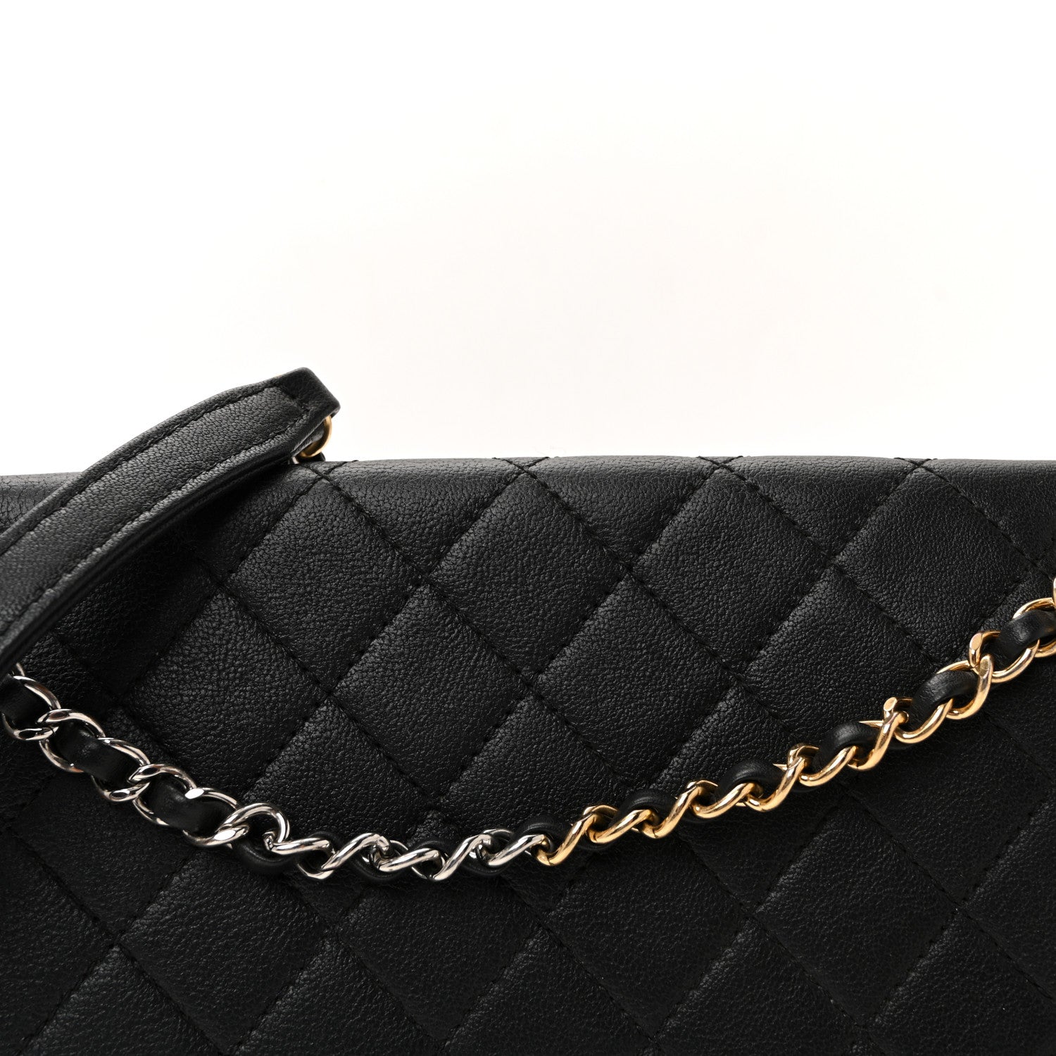 Calfskin Quilted Turn And Lock Flap Bag Black