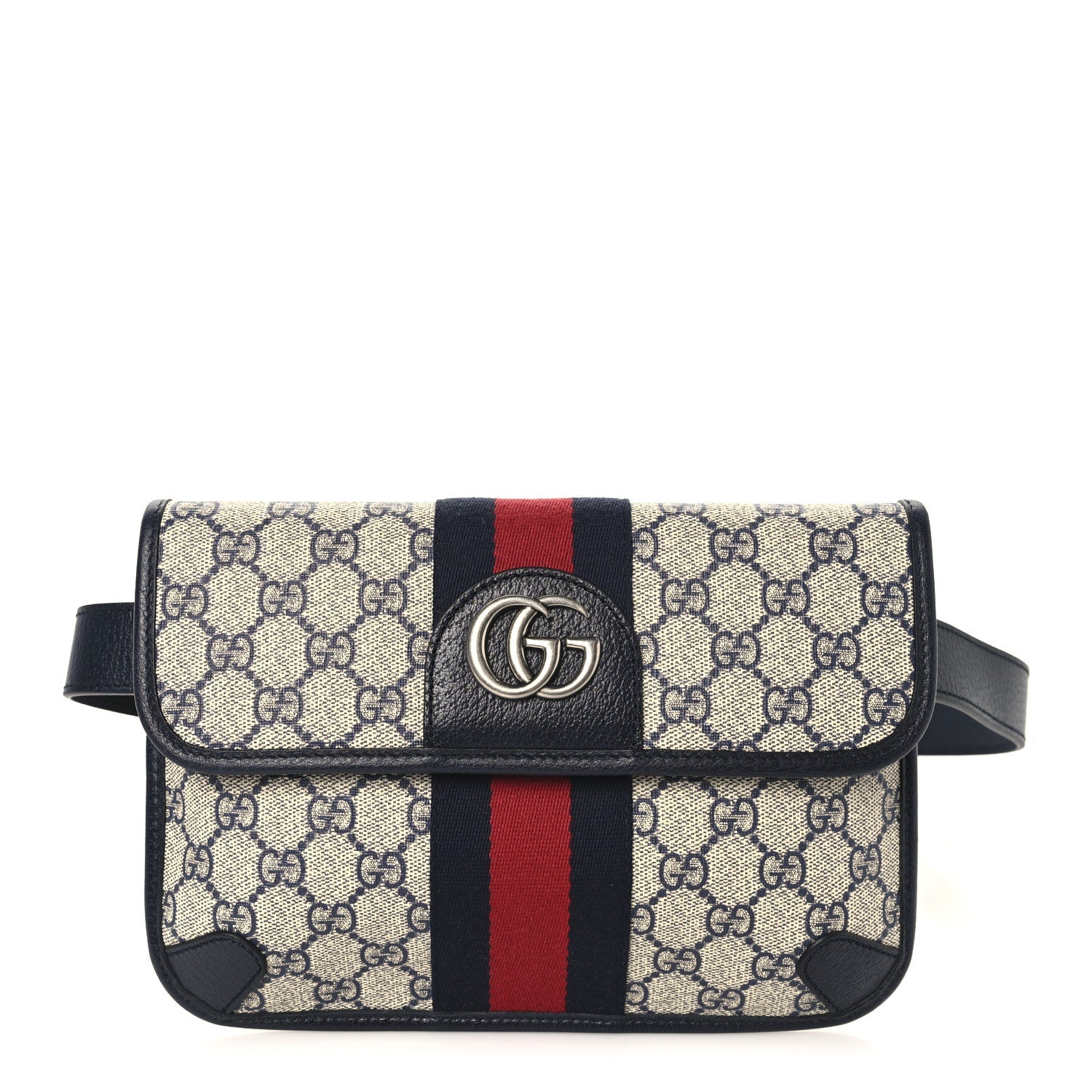 GG Supreme Monogram Web Small Ophidia Belt Bag 90 36 Beige Navy