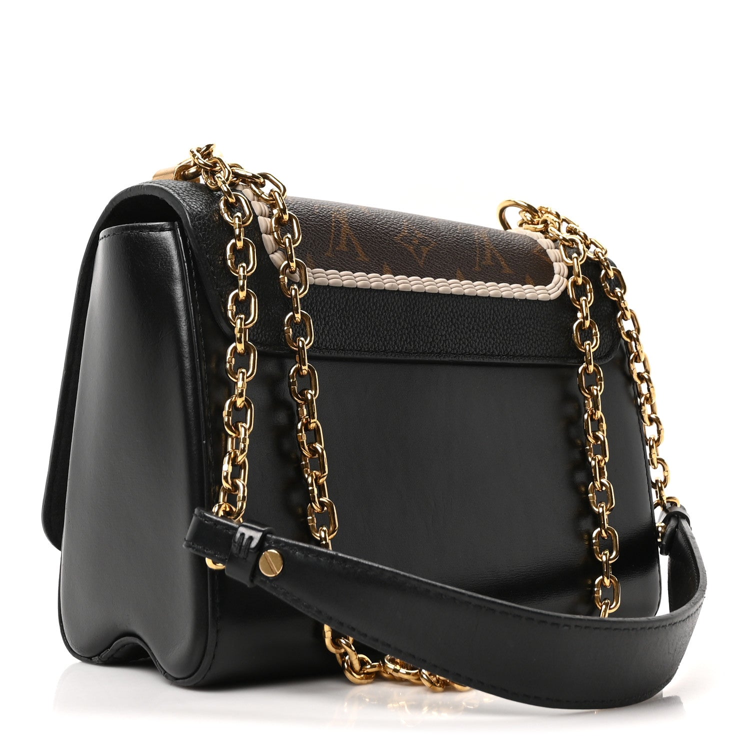 Calfskin Monogram Braided Twist Shoulder Bag MM Black