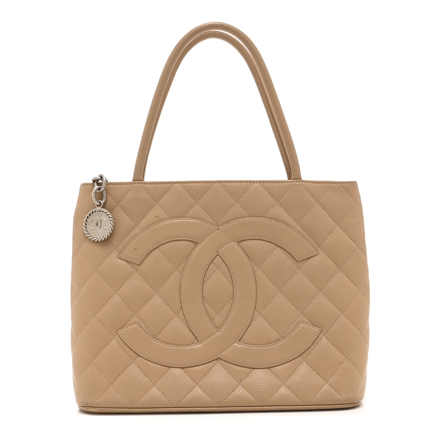 Caviar Quilted Medallion Tote Beige