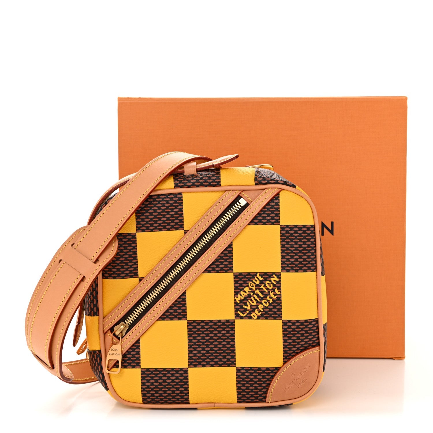 Damier Pop Chess Messenger Jaune Mat