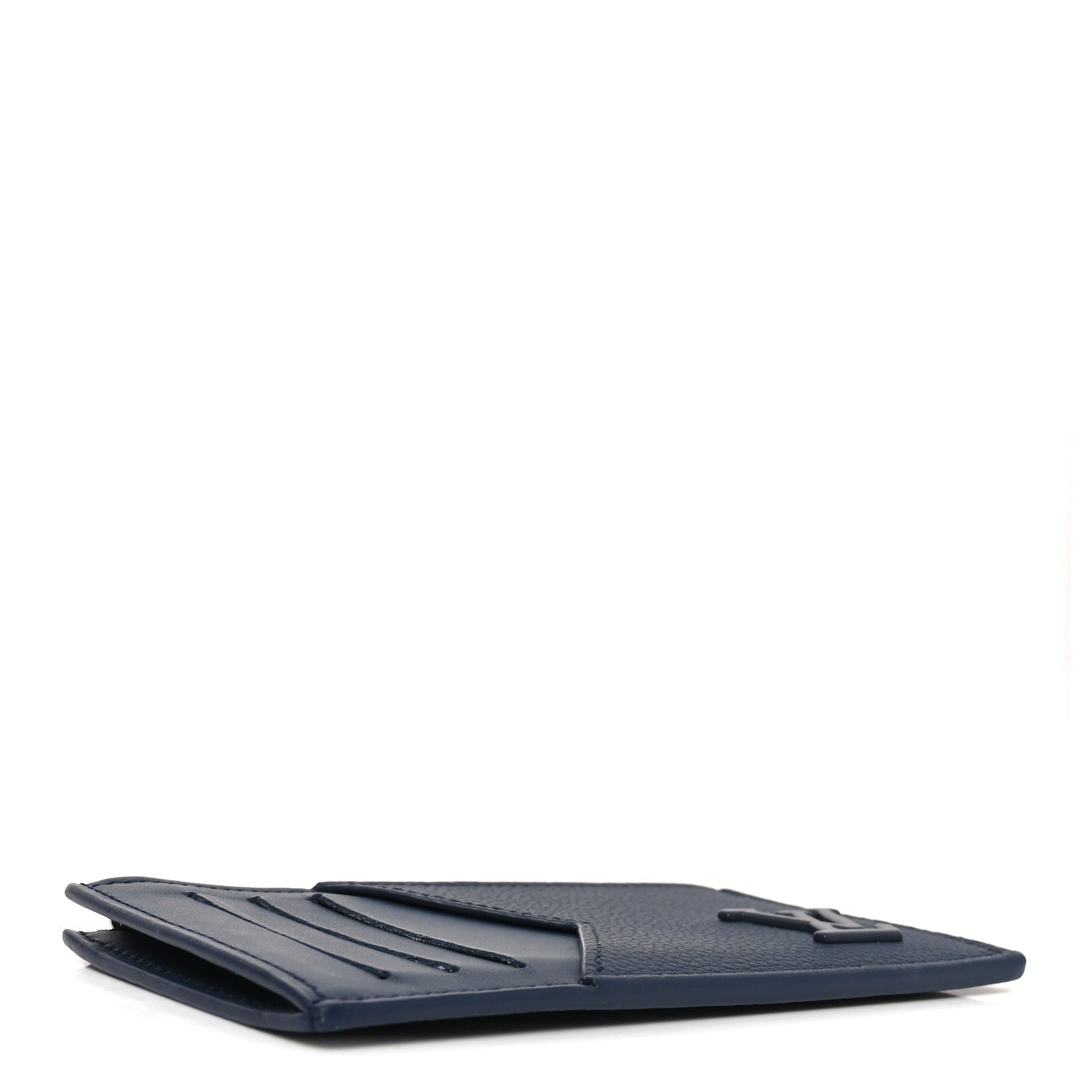 Calfskin Aerogram Coin Card Holder Navy Blue