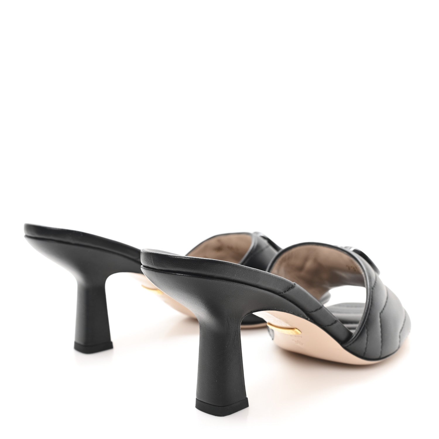 Nappa Matelasse Monochrome GG Marmont 75mm Slide Sandals 36 Black