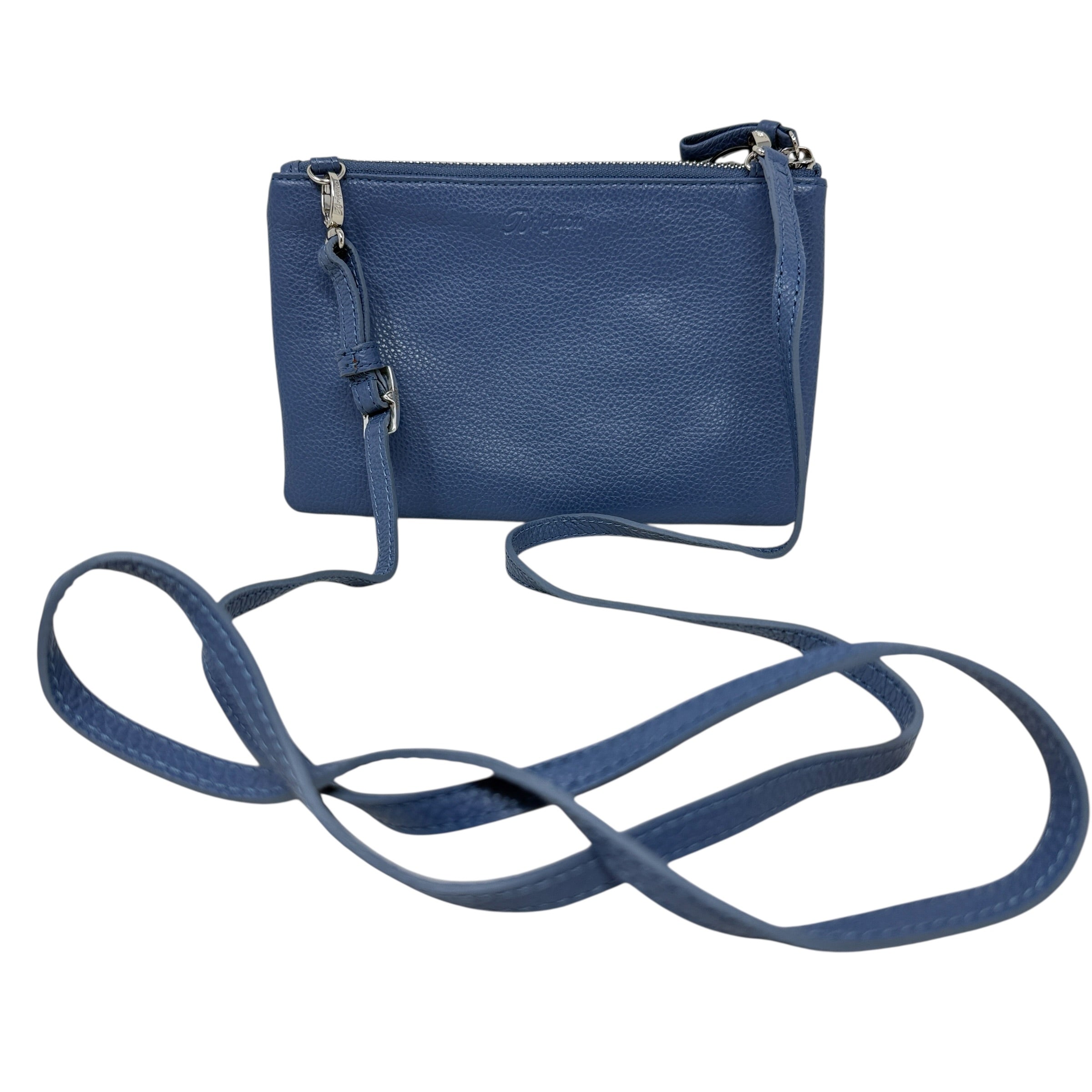 Blue Print Floral Embroidered Leather Crossbody By Brighton, Size: Small