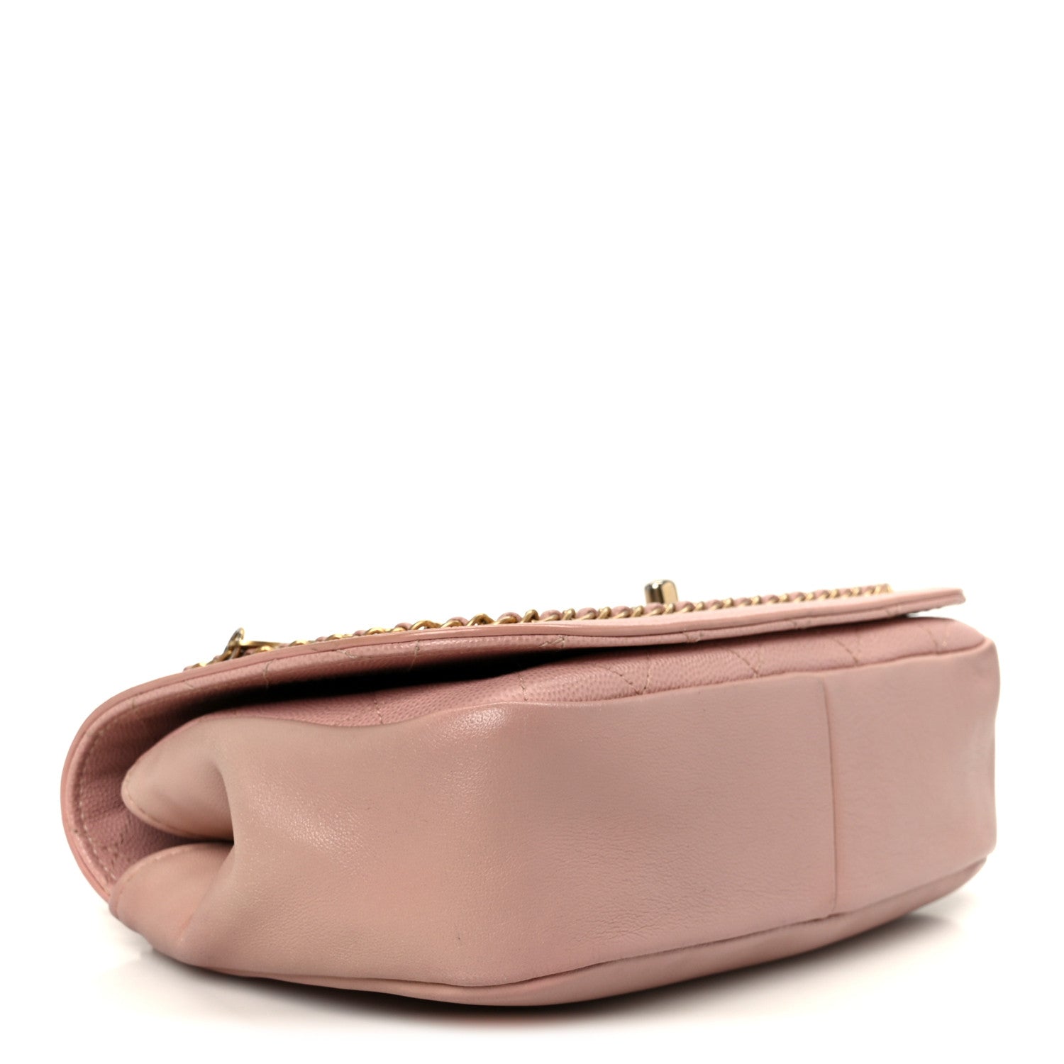 Lambskin Caviar Lovely Chains Flap Shoulder Bag Pink