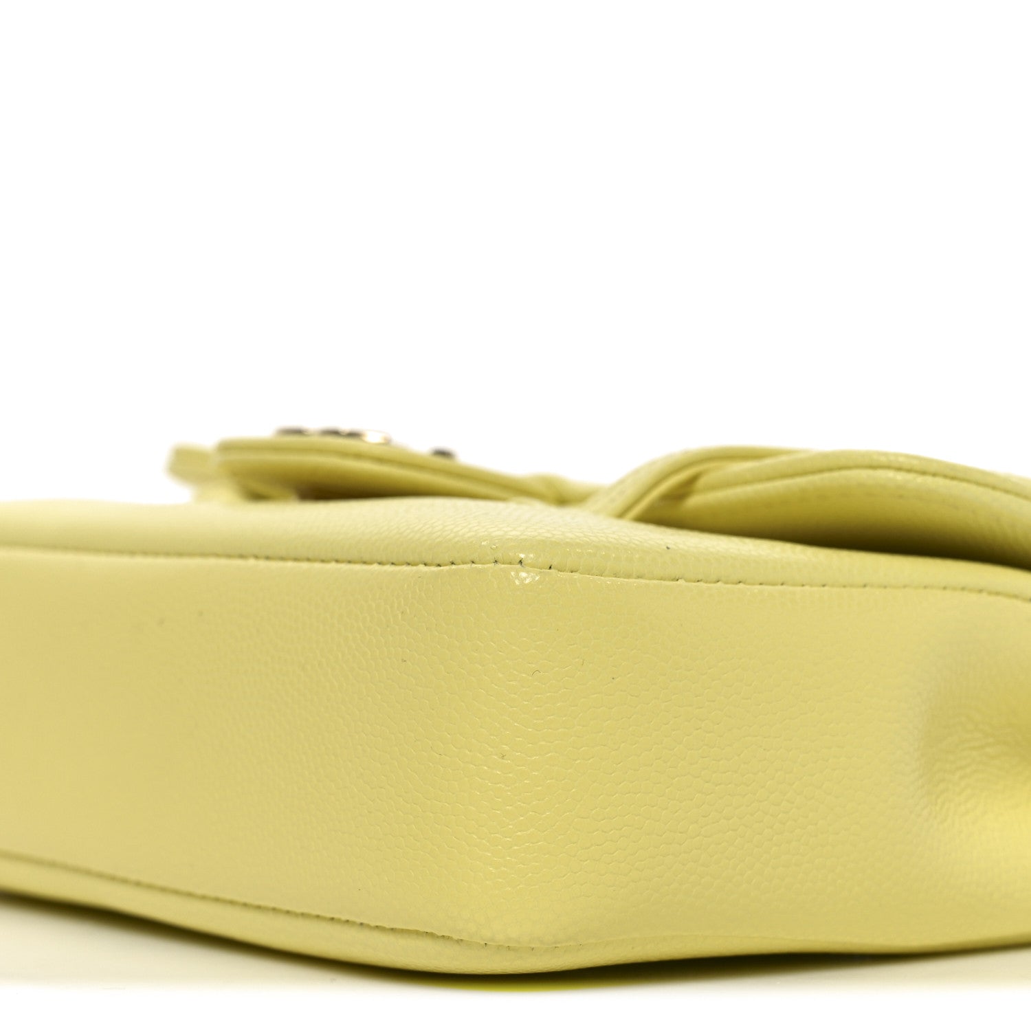 Shiny Caviar Mini Preppy Coco Shoulder Bag Light Yellow