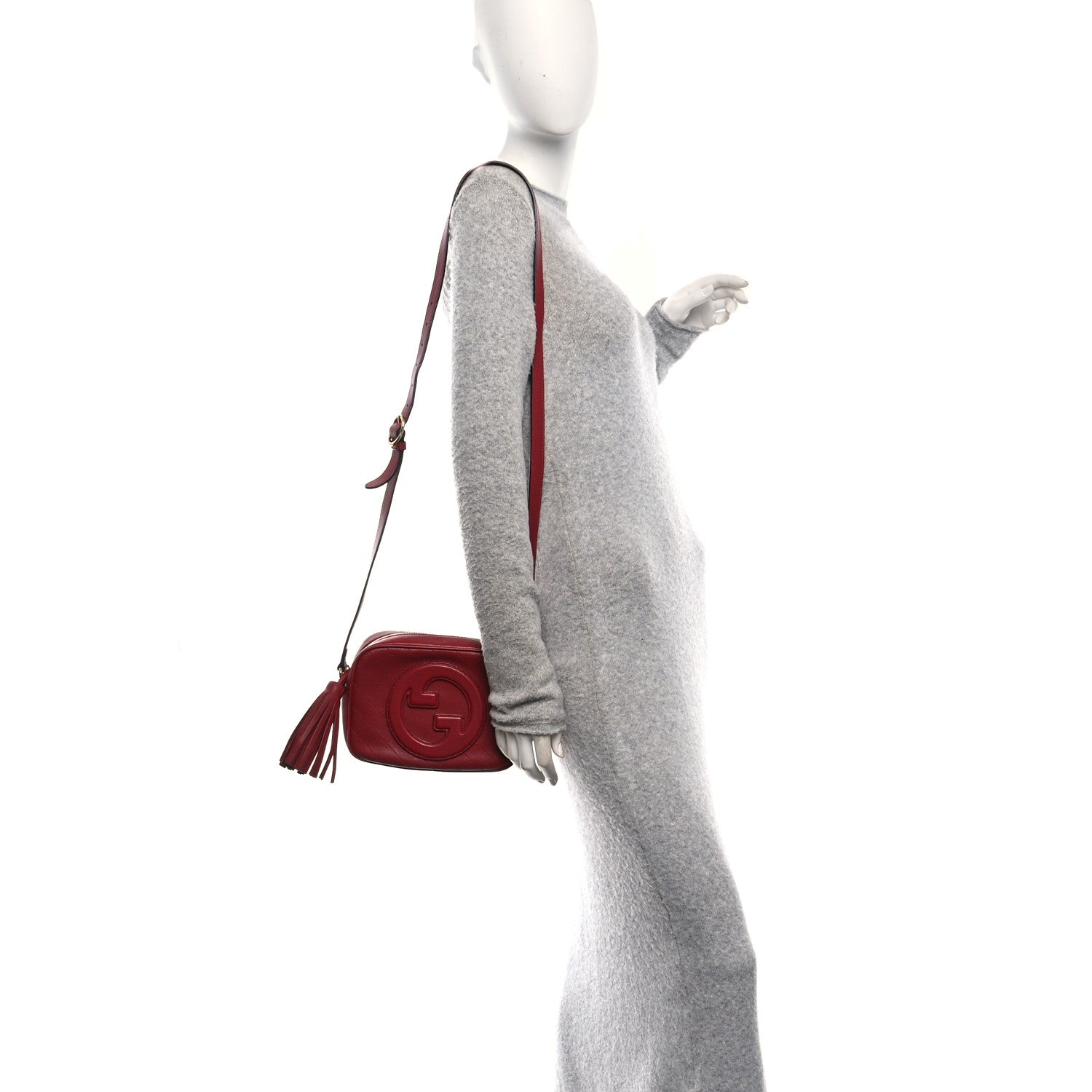 Sakai Be Green Calfskin Diagonal Stitched Small Blondie Shoulder Bag Rosso