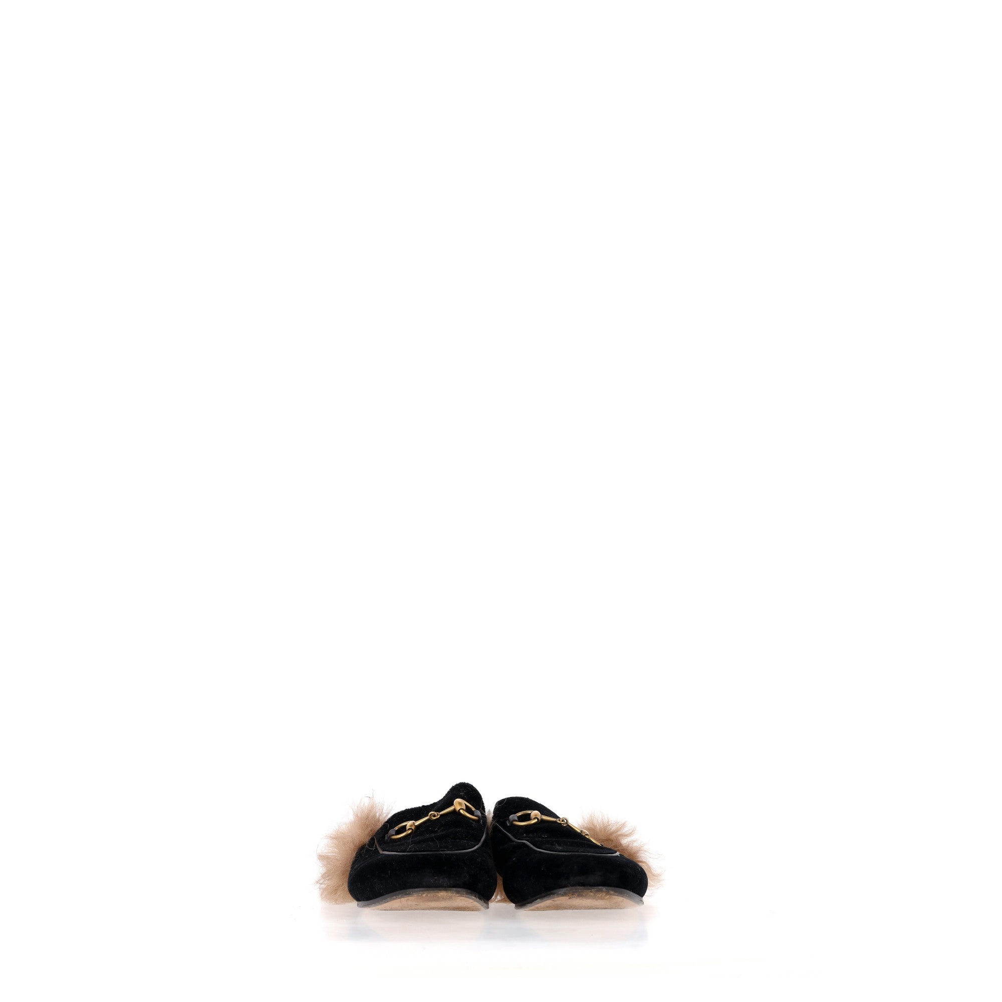 Women's Gucci Princetown Mule Flats in Black Velvet and Fur