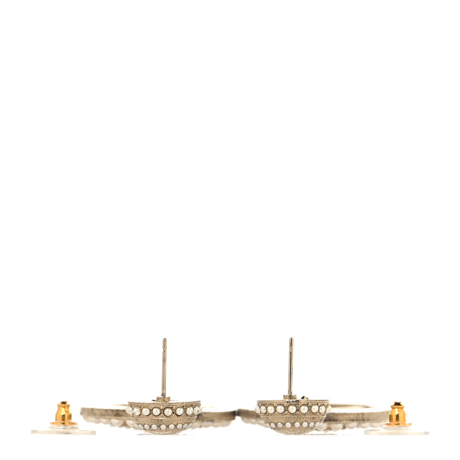 Pearl CC Drop Earrings Light Gold