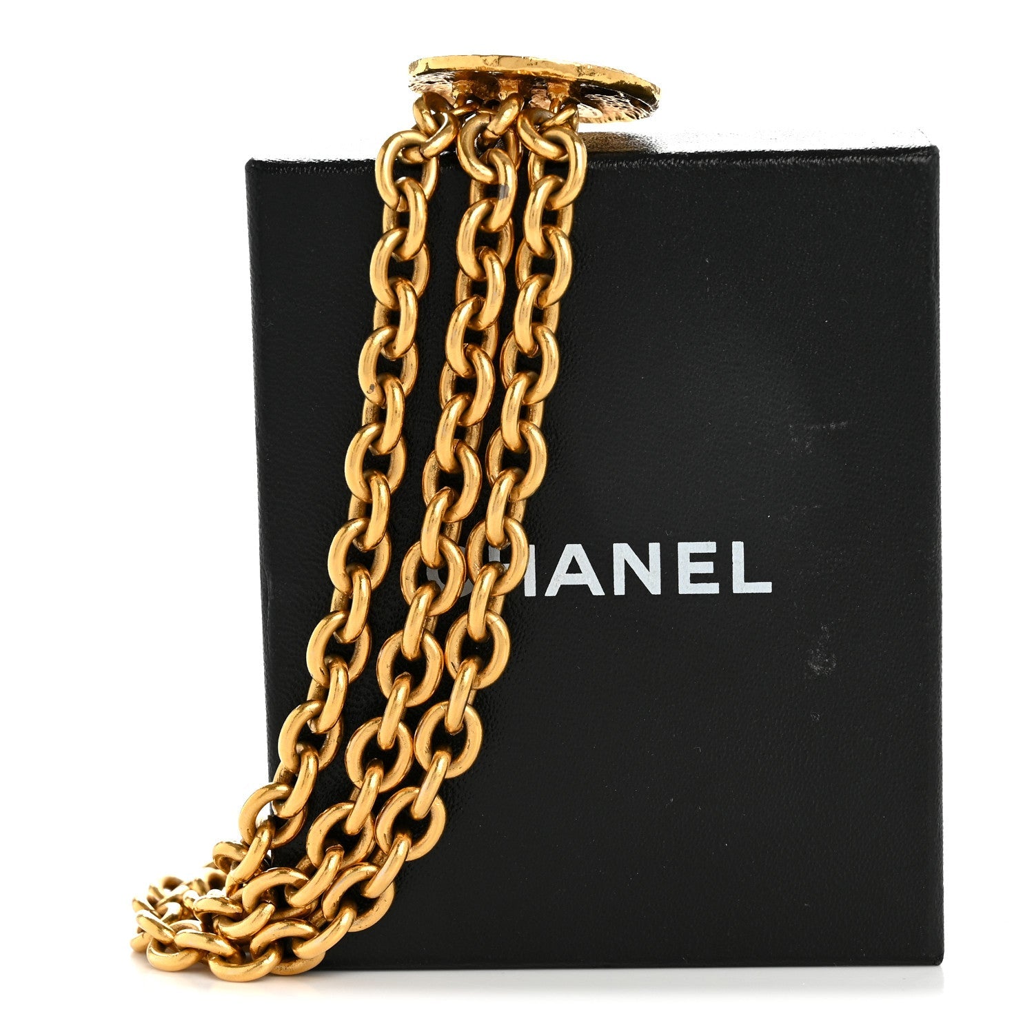 Metal Medallion Triple Chain Belt Gold