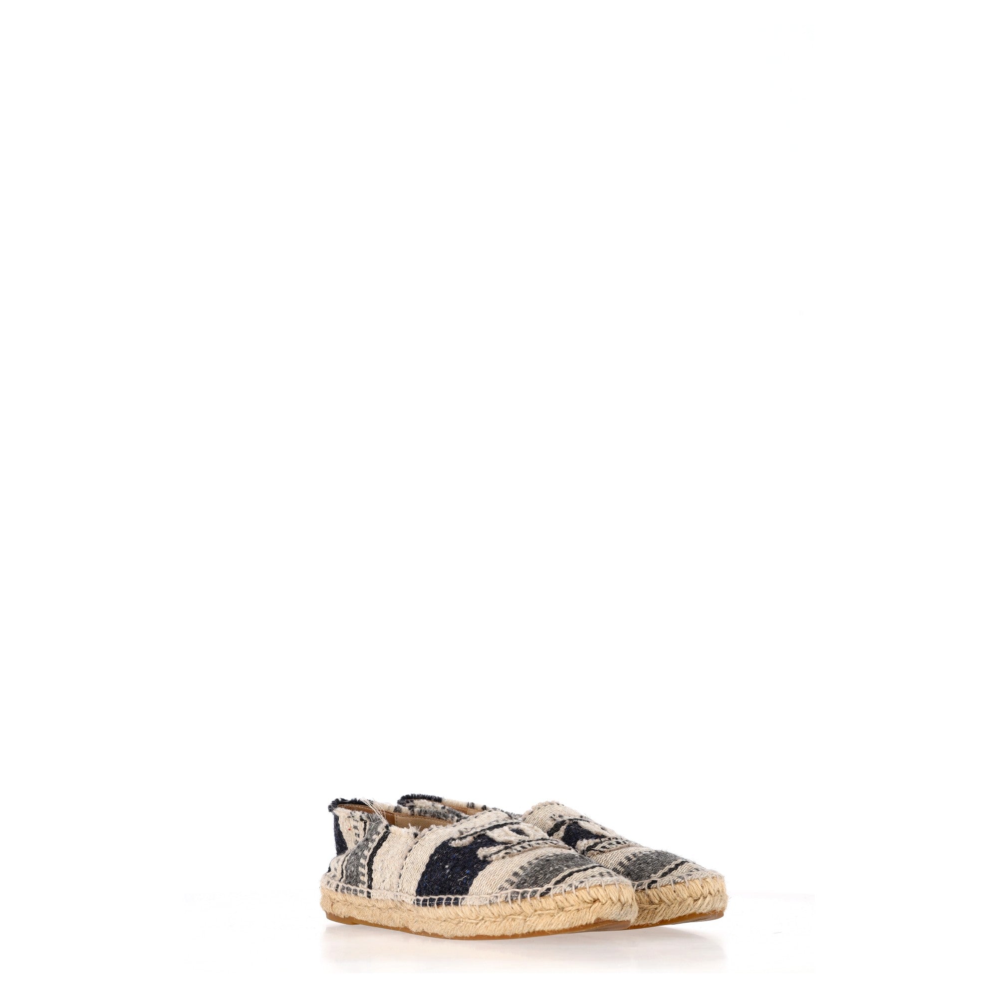 Women's Chanel Striped Cap Toe CC Espadrille Flats in Multicolor Canvas