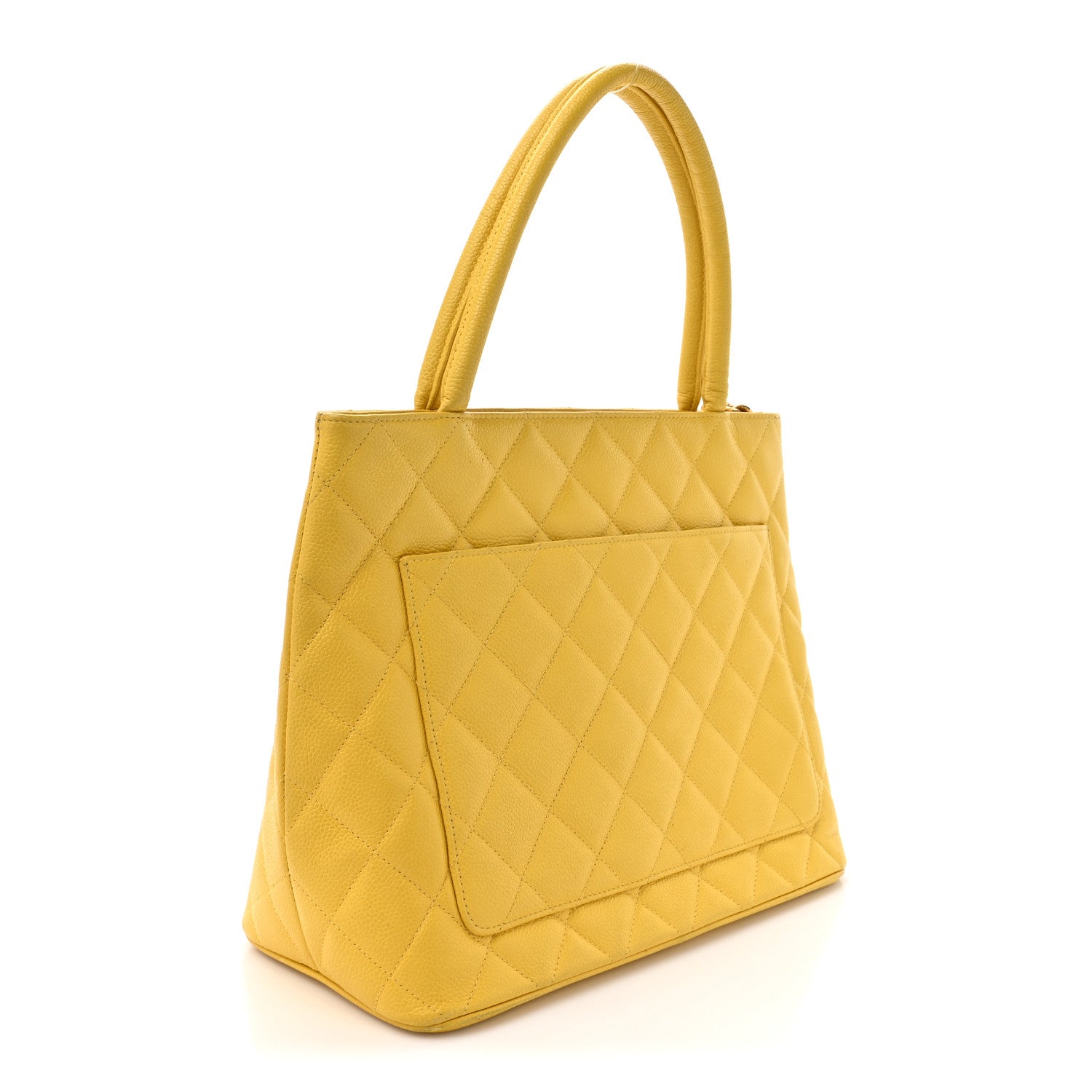 Caviar Quilted Medallion Tote Yellow