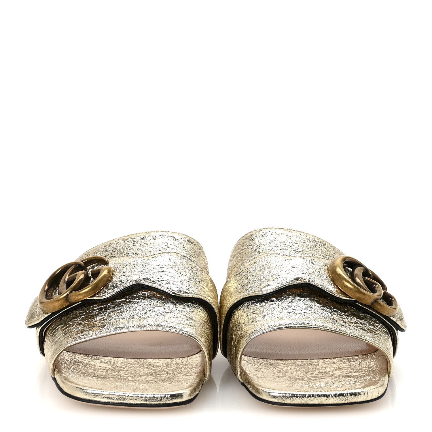 Galassia GG Marmont Flat Slide Sandals 35.5 Platino
