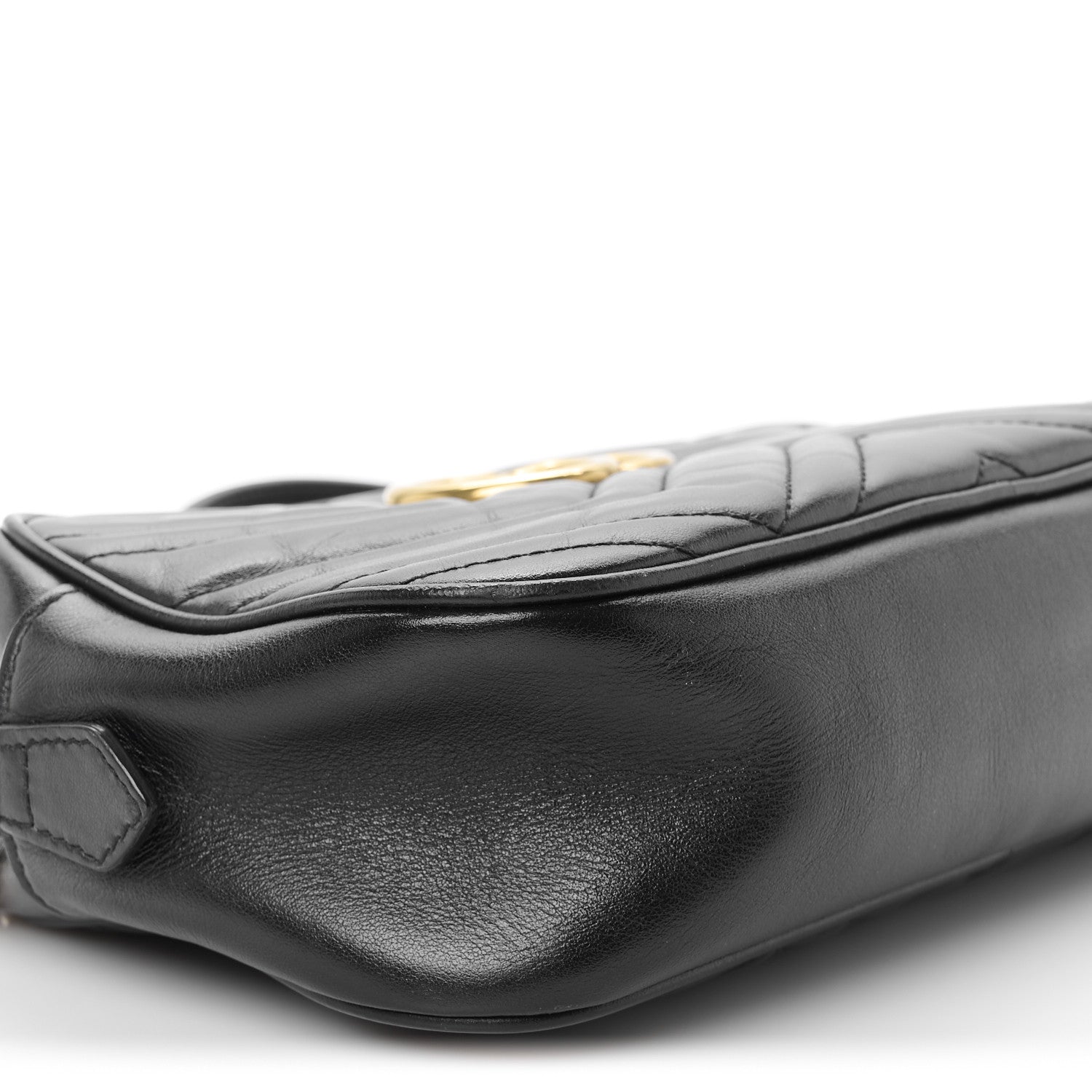 Calfskin Matelasse Small GG Marmont Chain Shoulder Bag Black