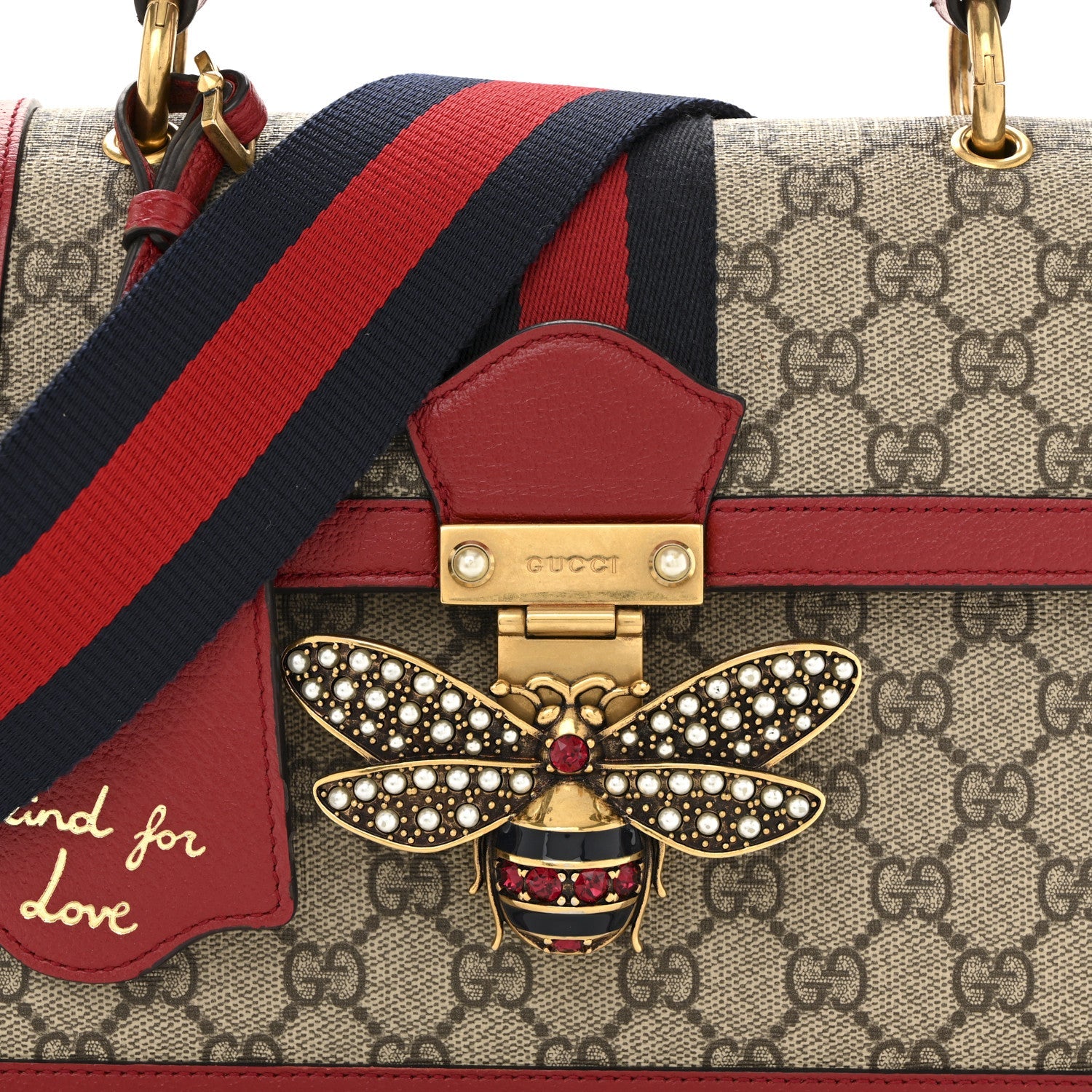 GG Supreme Monogram Small Queen Margaret Top Handle Bag Red