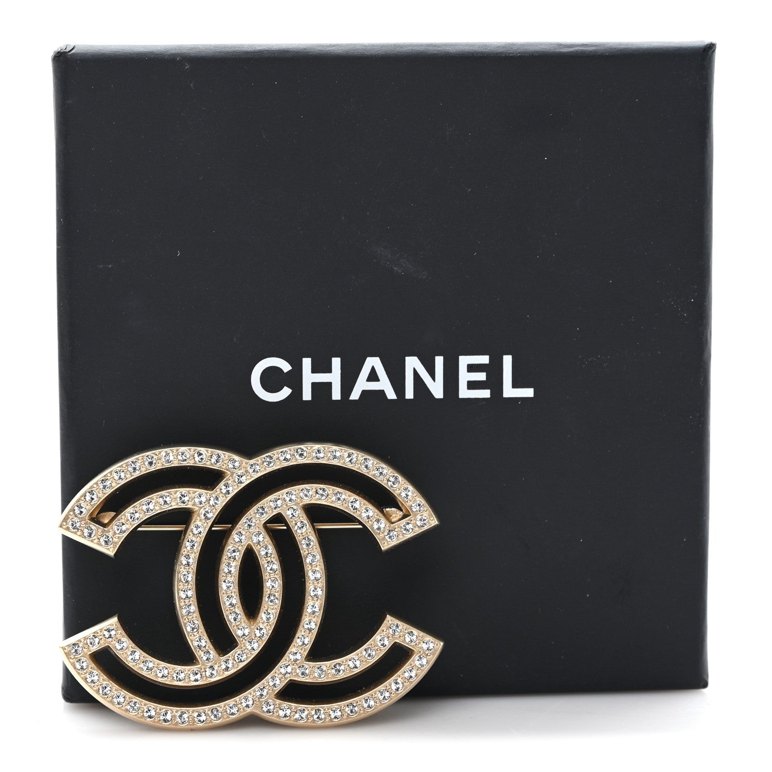 Crystal CC Brooch Gold