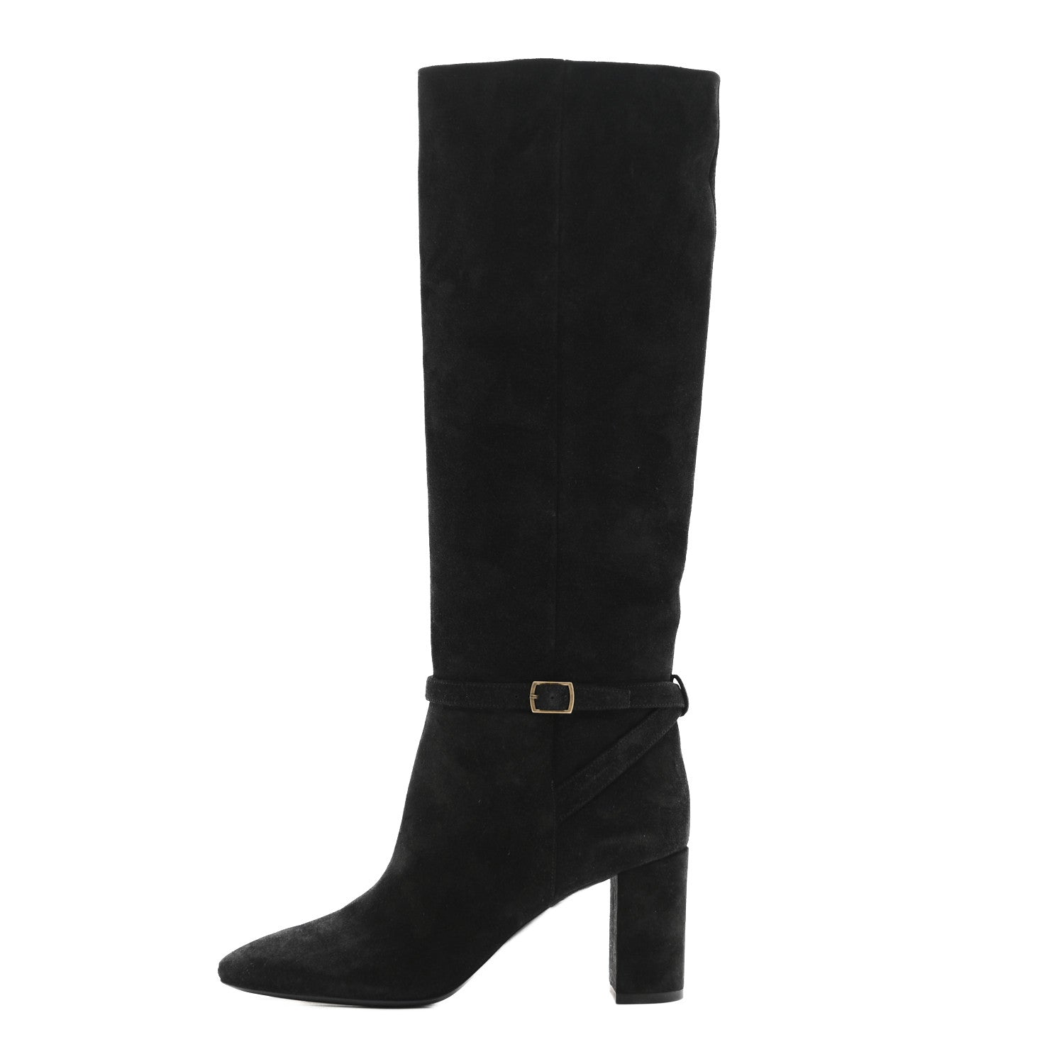 Suede Lou 75 Harness Knee High Boots 39.5 Black