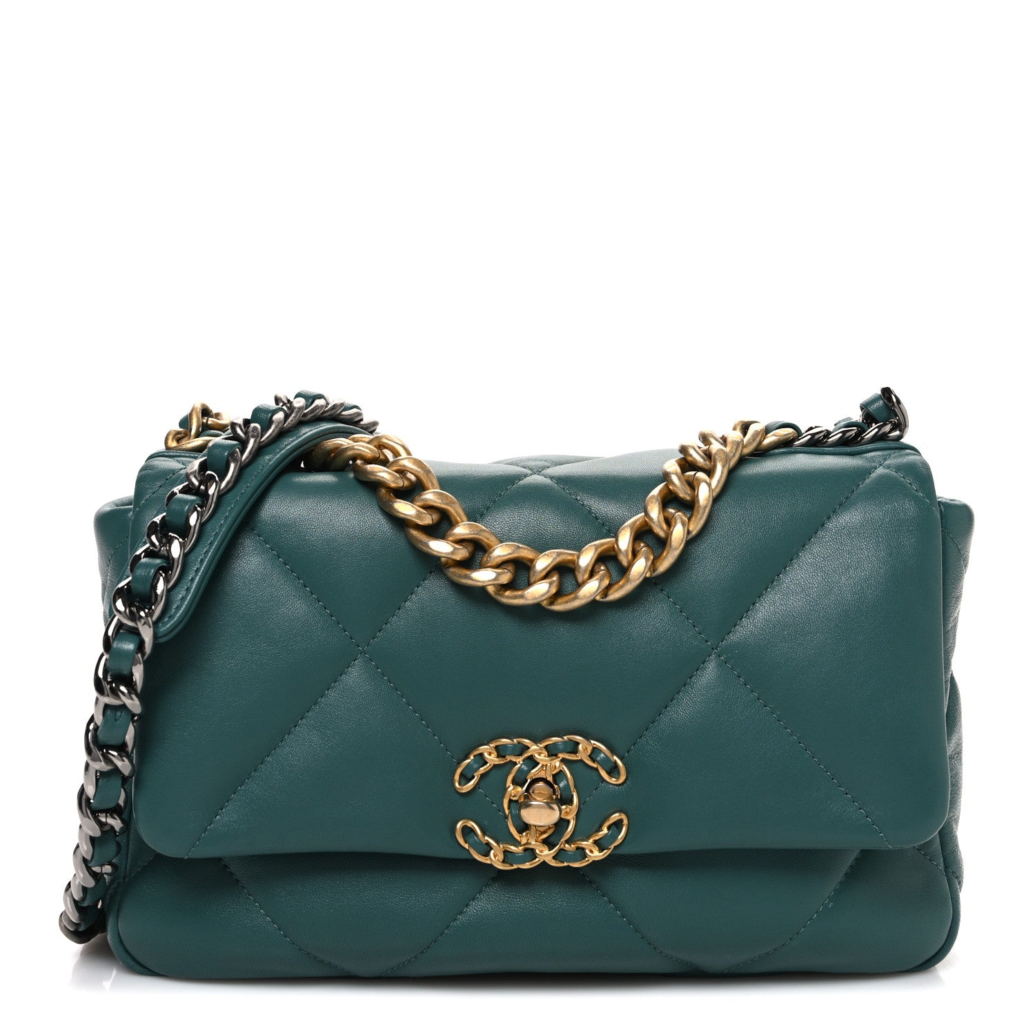 Lambskin Quilted Medium Chanel 19 Flap Green