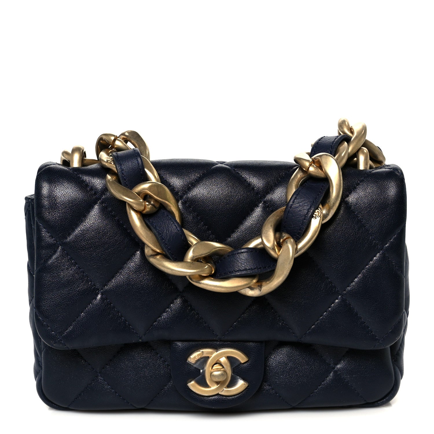 Lambskin Quilted Small Funky Town Flap Blue