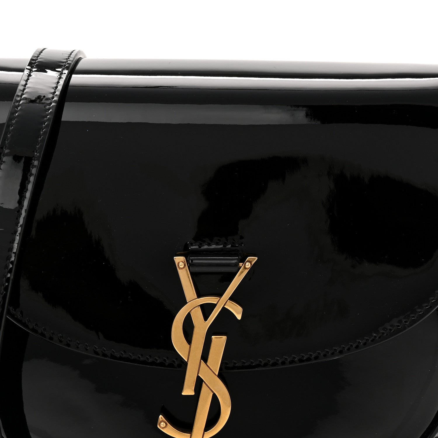 Patent Calfskin Classic Monogram Small Kaia Satchel Black