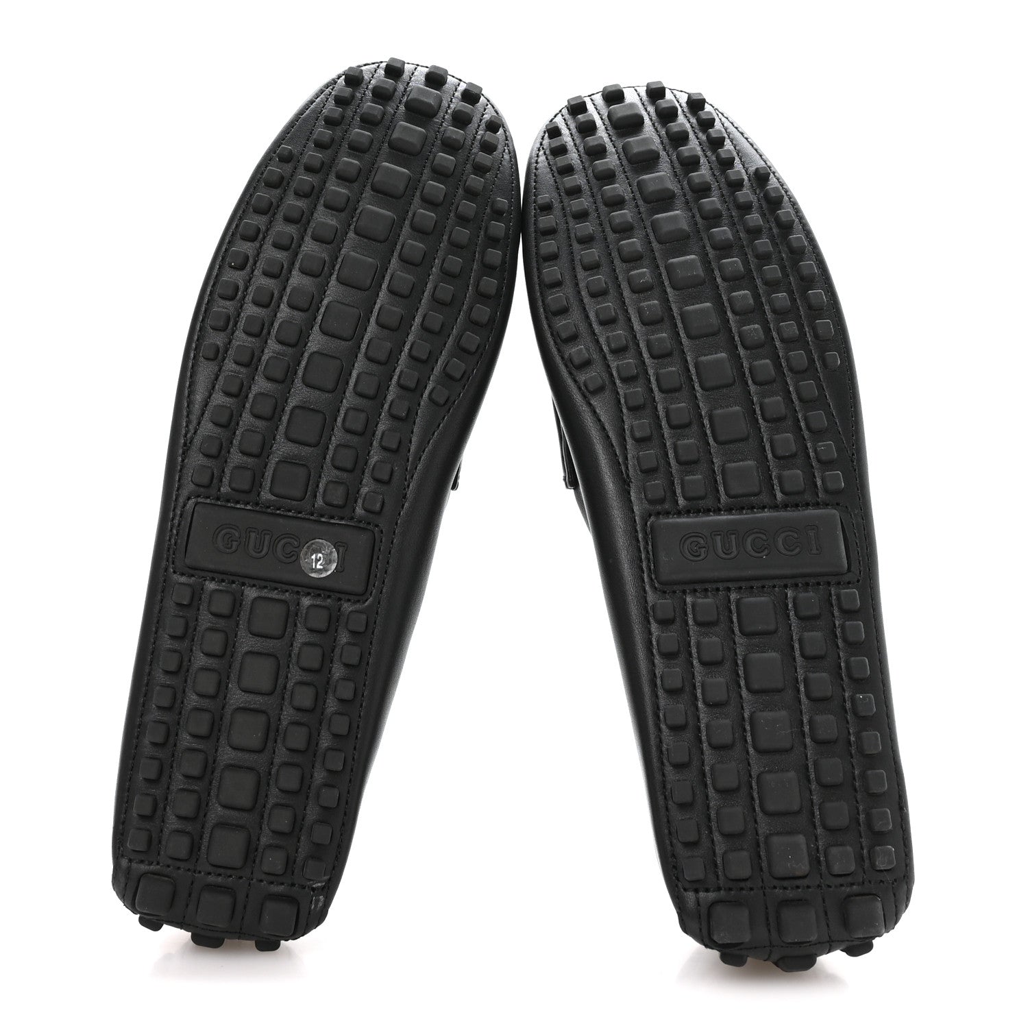 Soft Clove Calfskin Monochrome Mens Interlocking G Driver Loafers 12 Black