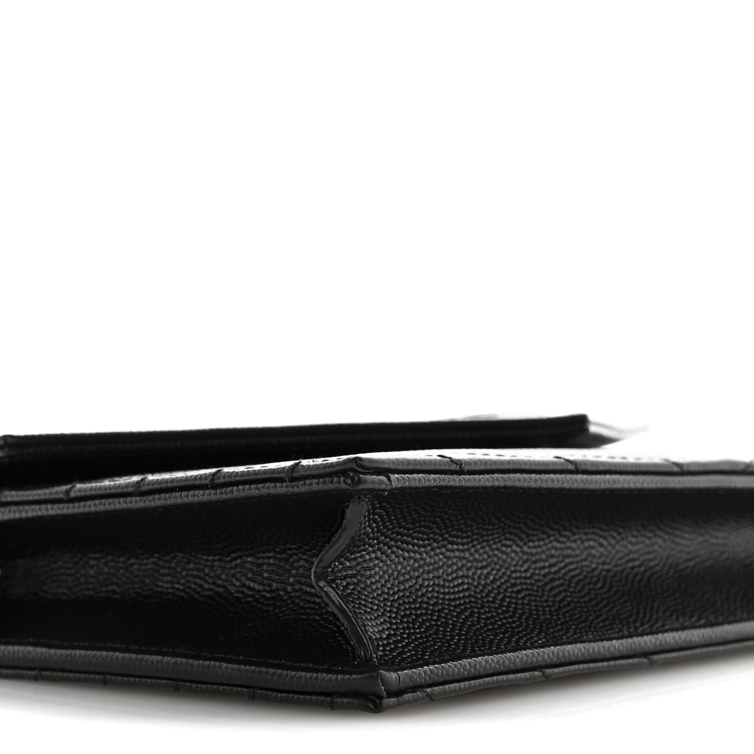 Grain De Poudre Matelasse Chevron Monogram Envelope Chain Wallet Black