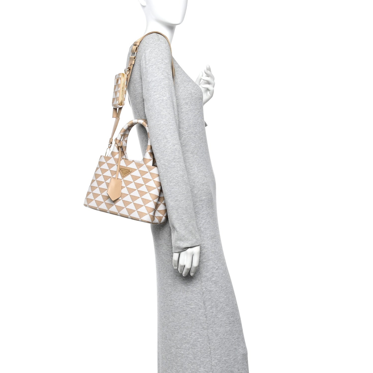 Jacquard Triangolo Symbole Embroidered Tote Corda Talco