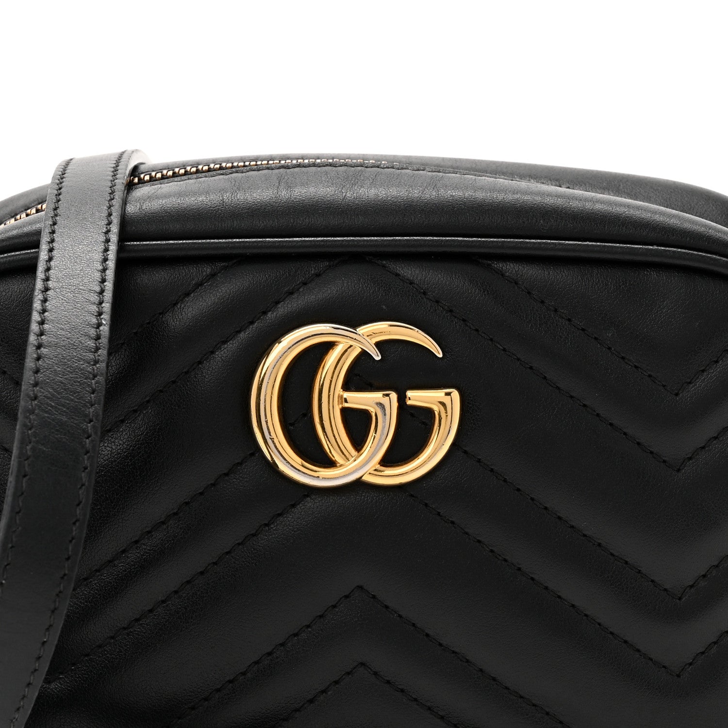 Calfskin Matelasse Mini GG Marmont Chain Shoulder Bag Black