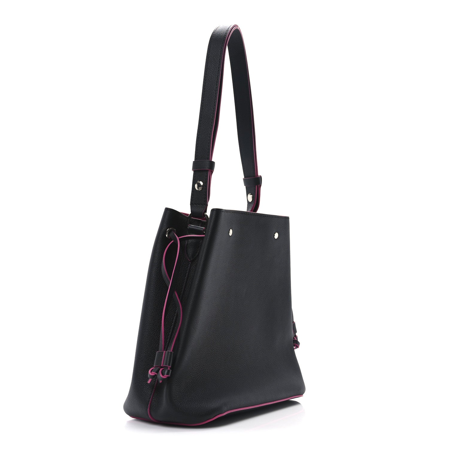 Calfskin Lockme Bucket Black