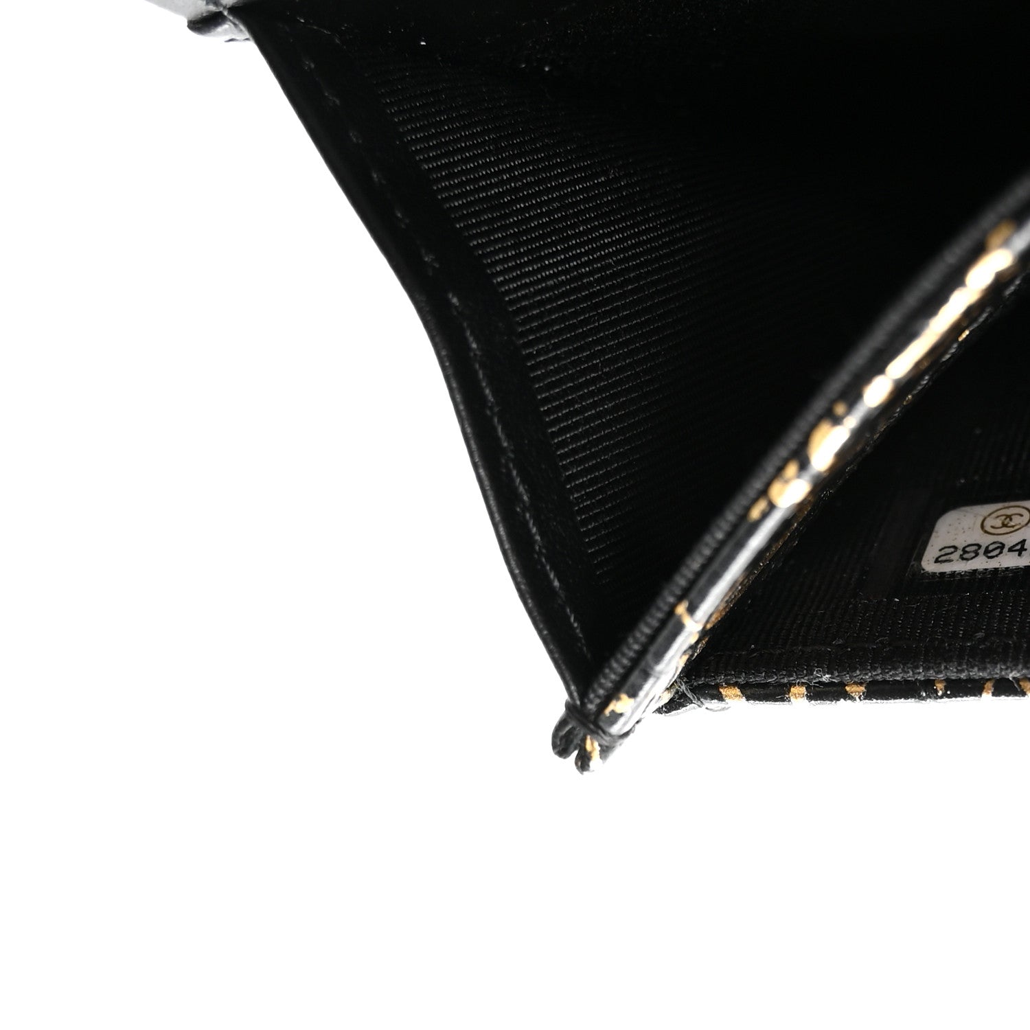 Calfskin Crocodile Embossed Graffiti 2.55 Cocodile Reissue Flap Card Holder Black Gold