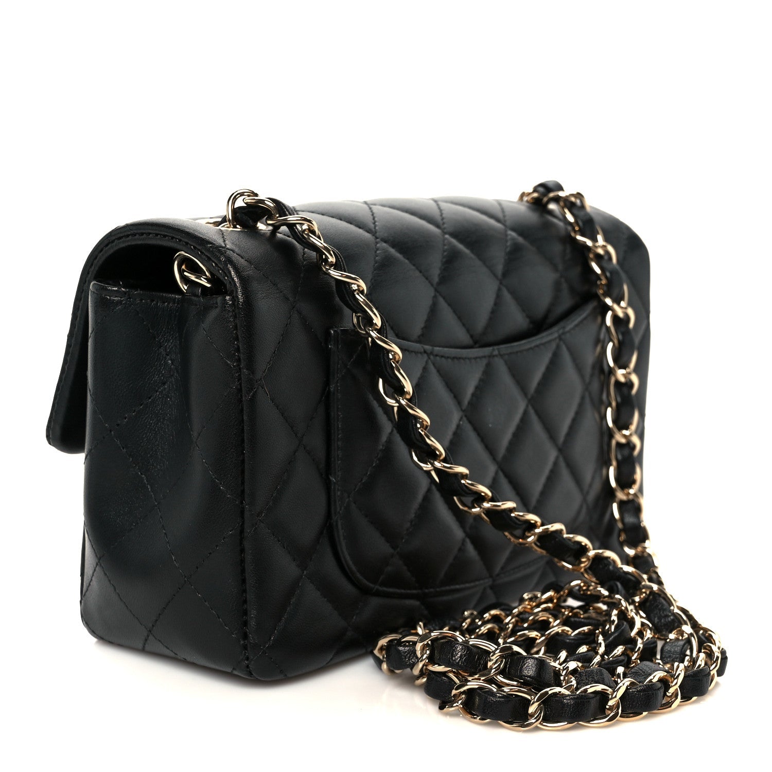Lambskin Quilted Mini Rectangular Flap Black