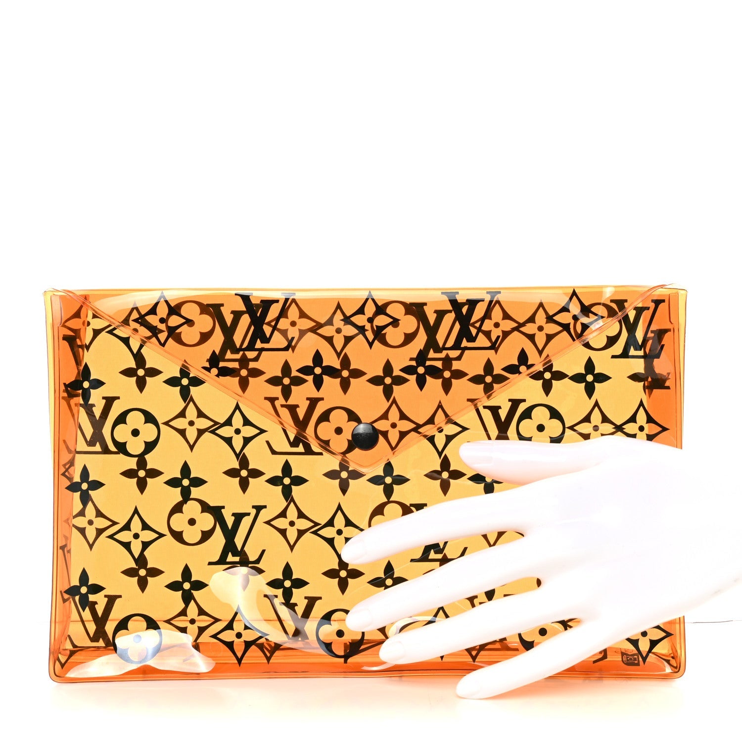 PVC Monogram Printed Envelope Pouch Orange