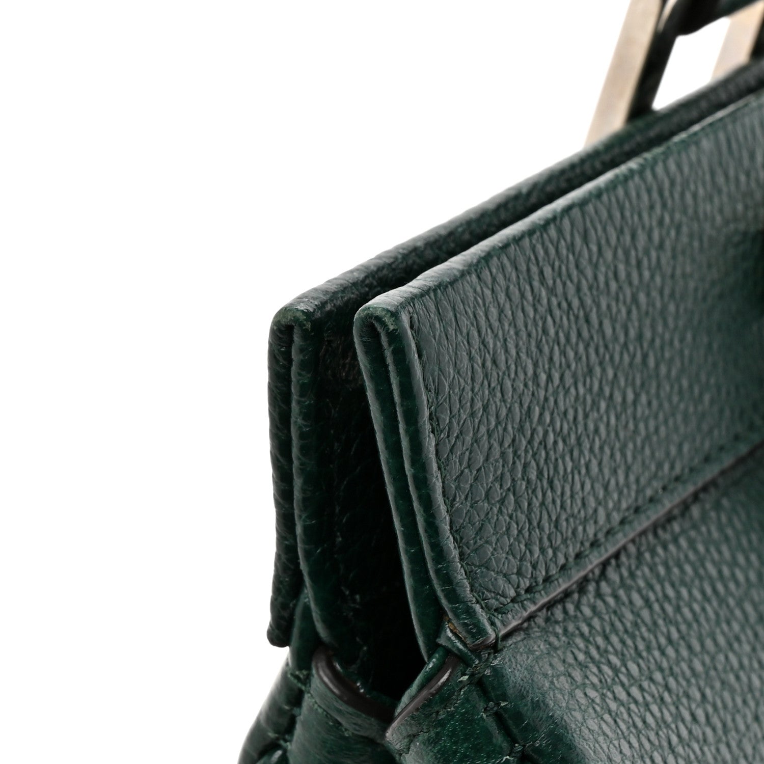 Grainy Calfskin Small Zumi Top Handle Bag Vintage Green