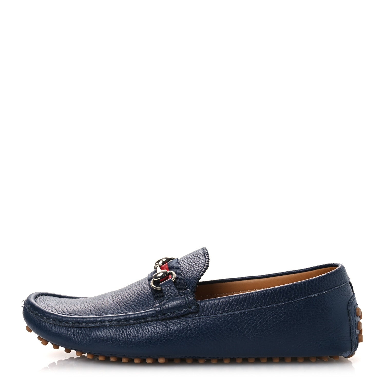 Road Calfskin Web Mens Horsebit Driver Loafers 9 Maritime