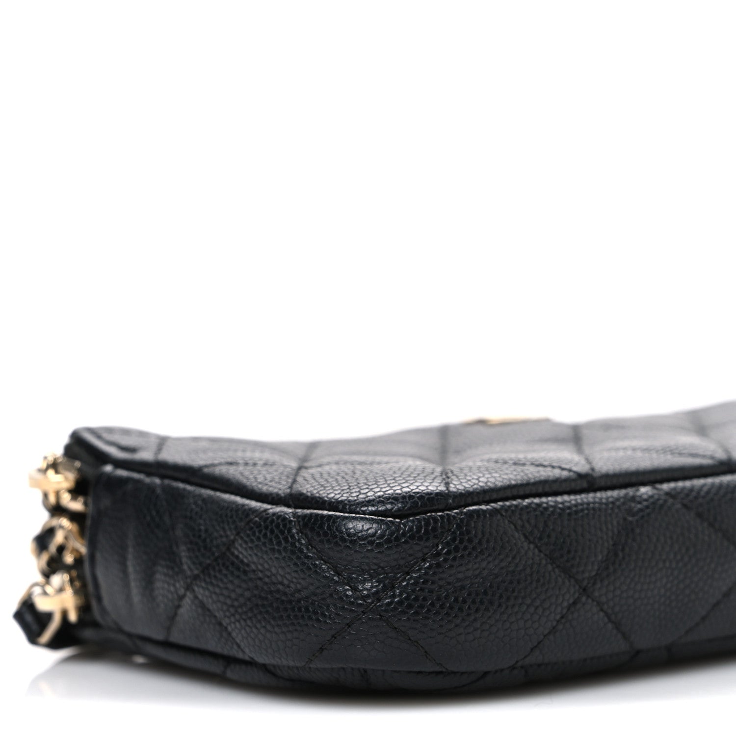 Caviar Quilted Small Clutch With Chain Black