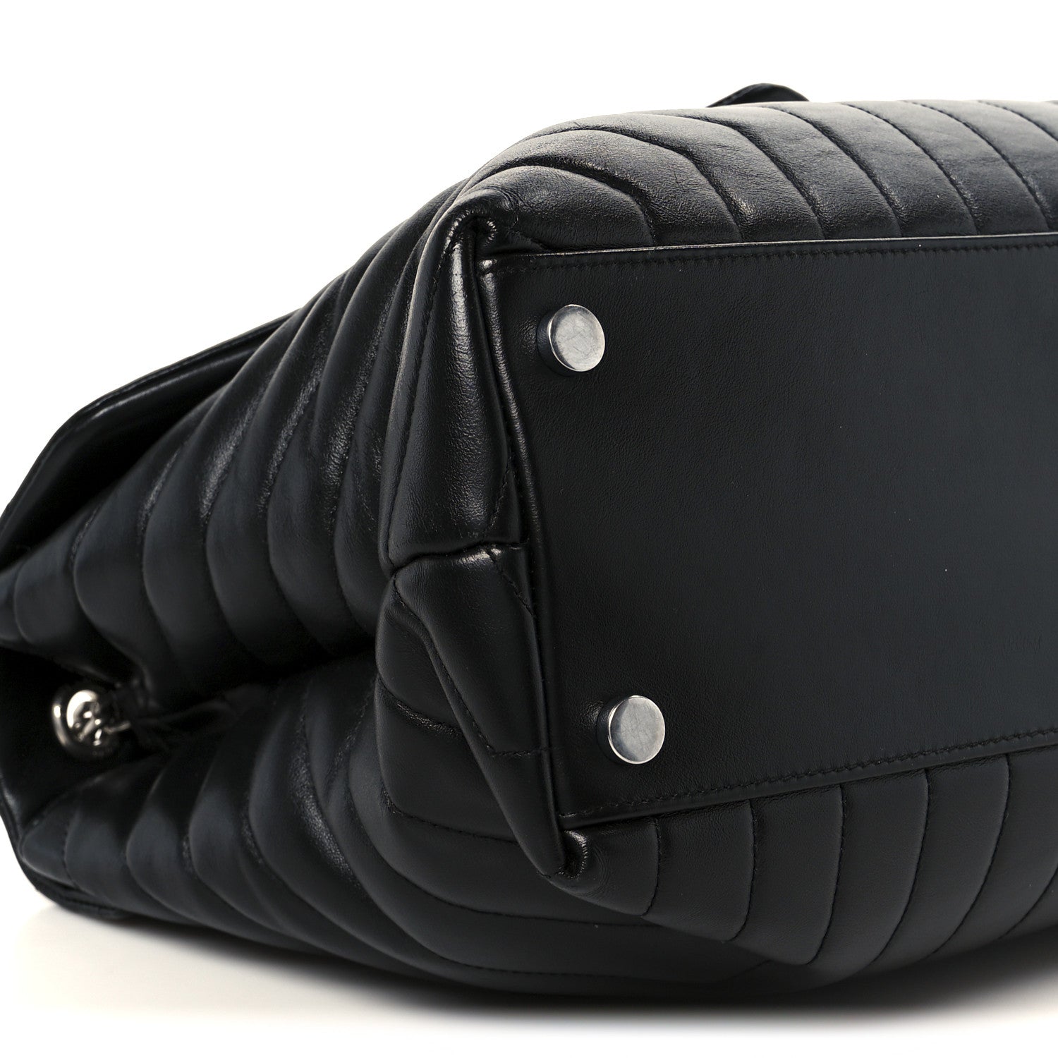 Calfskin Y Quilted Monogram Large Loulou Chain Satchel Black