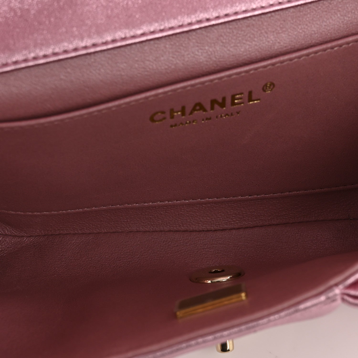 Metallic Lambskin Tie My Bow Flap Clutch With Chain Pink