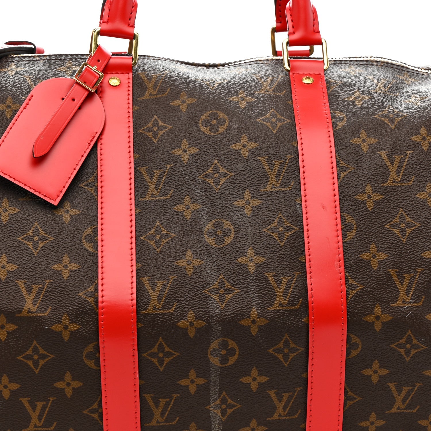Monogram Macassar Keepall Bandouliere 50 Red