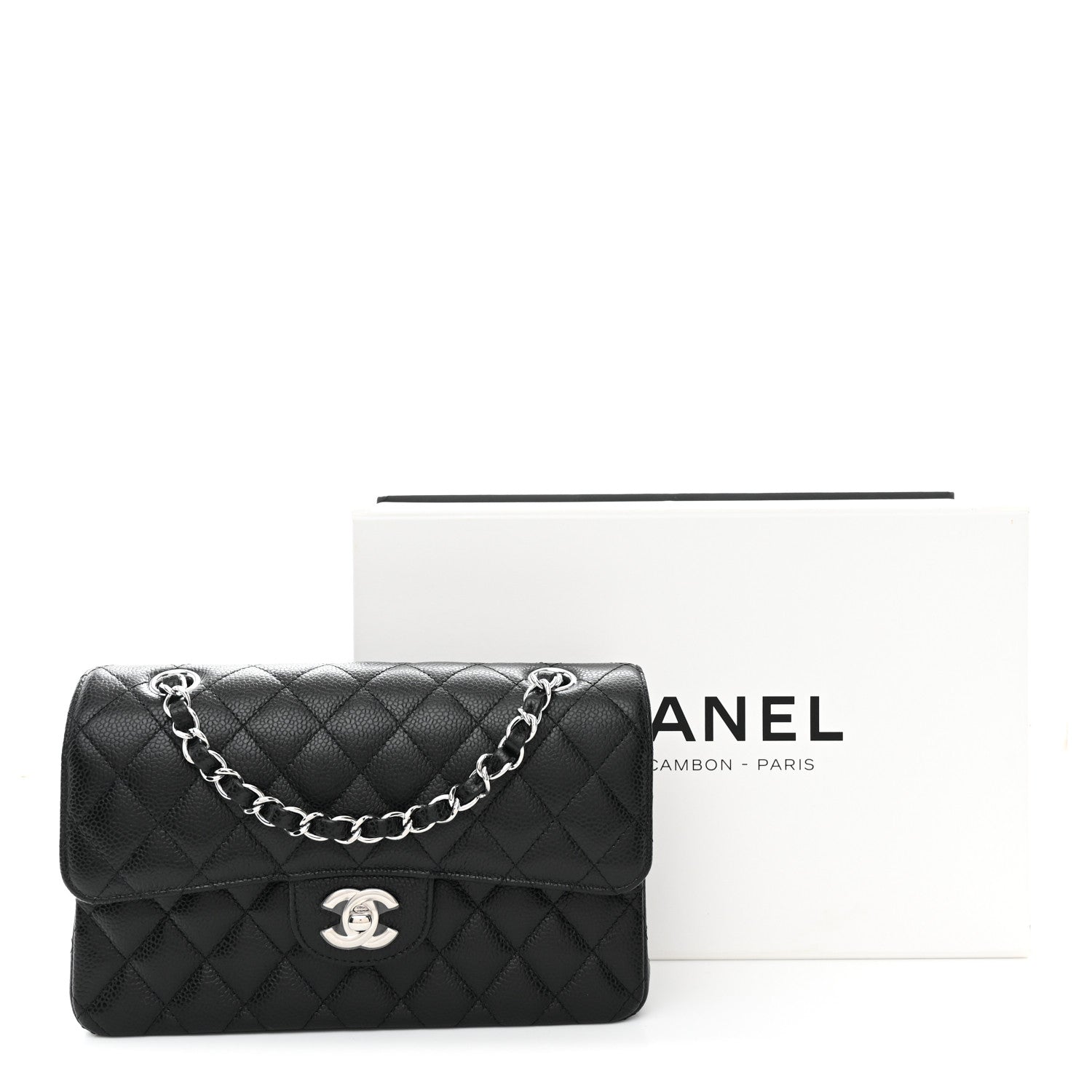 Caviar Quilted Small Double Flap Black
