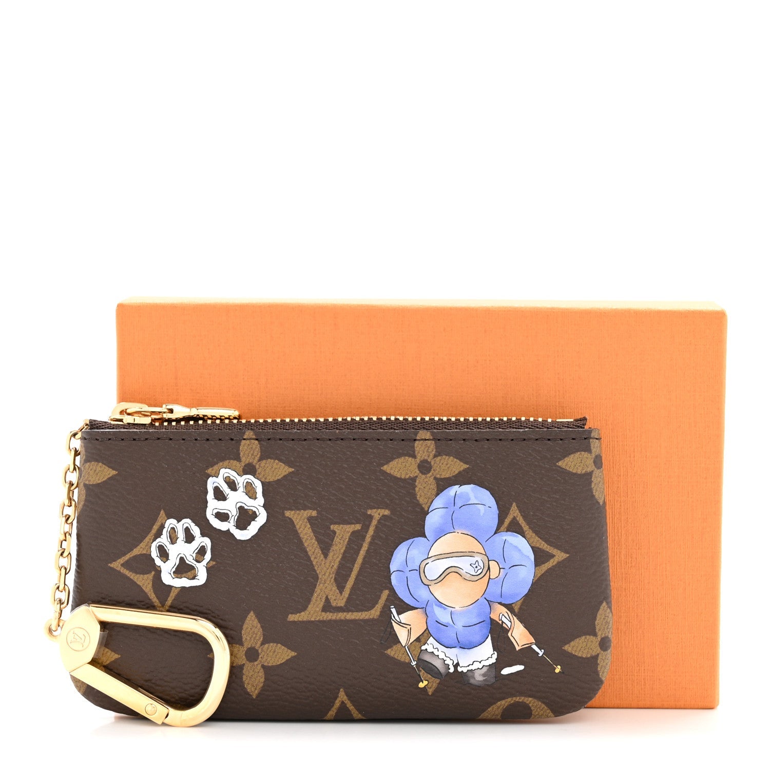 Monogram 2025 Christmas Animation Vivienne Paw Print Key Pouch Blue Frost