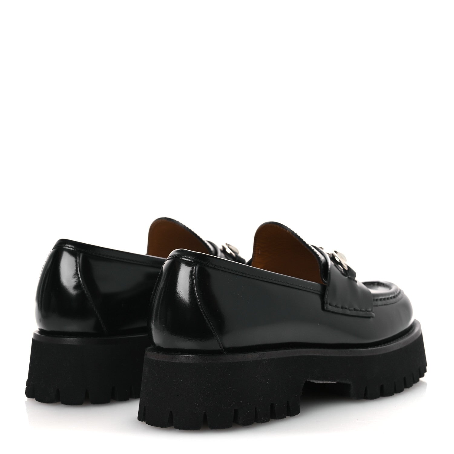 Cordovan Lux Womens Horsebit 45mm Platform Loafers 37.5 Black