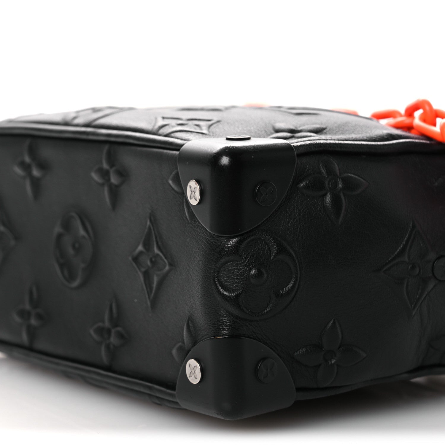 Calfskin Debossed Monogram Solar Ray Mini Soft Trunk Black