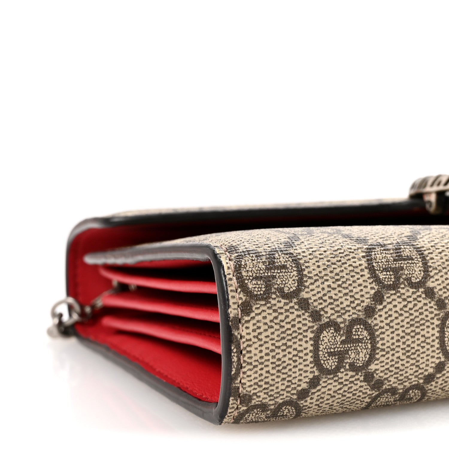 GG Supreme Monogram Mini Dionysus Chain Wallet Beige Vulcanic Red