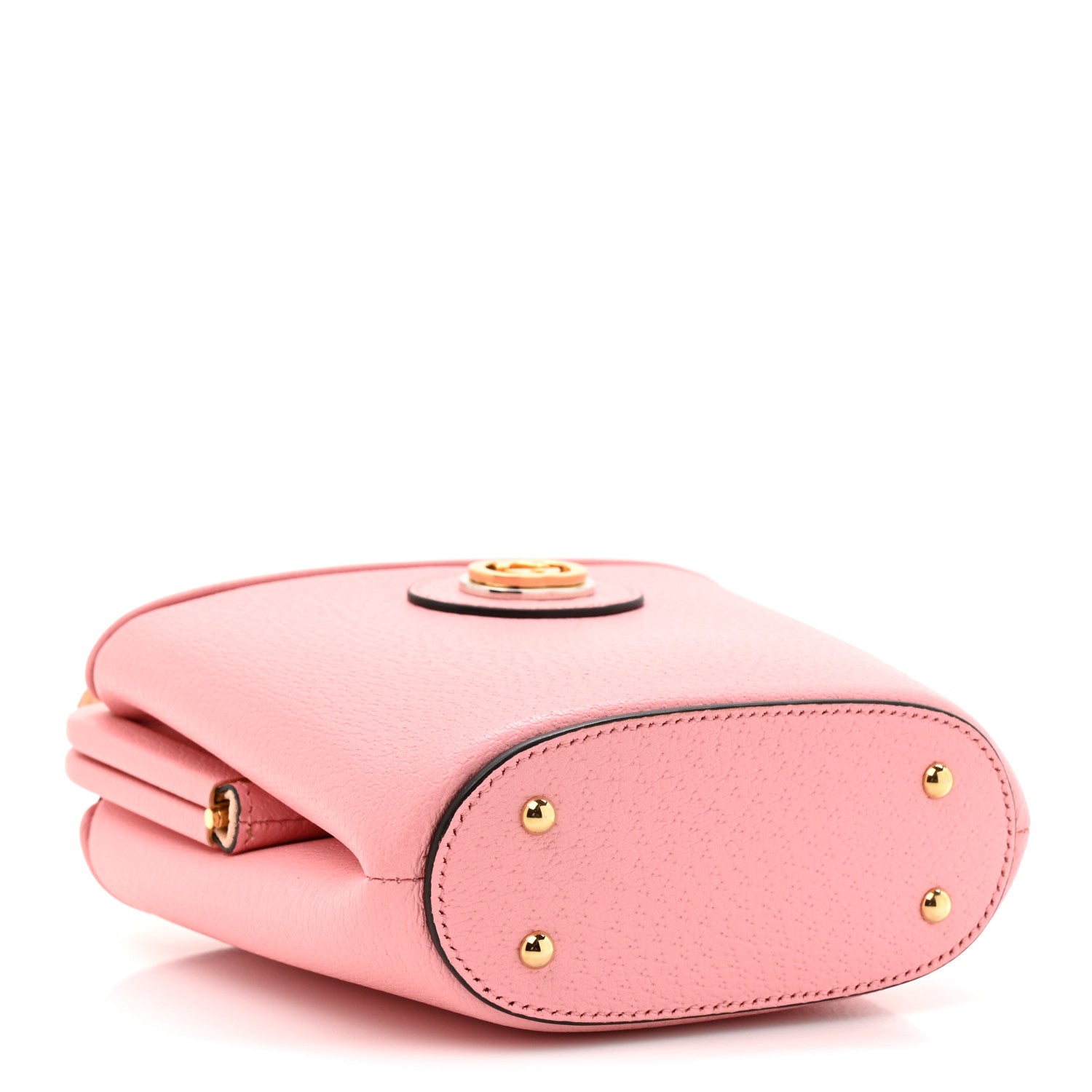 Textured Dollar Calfskin Bamboo Mini Marina Bucket Bag Wild Rose