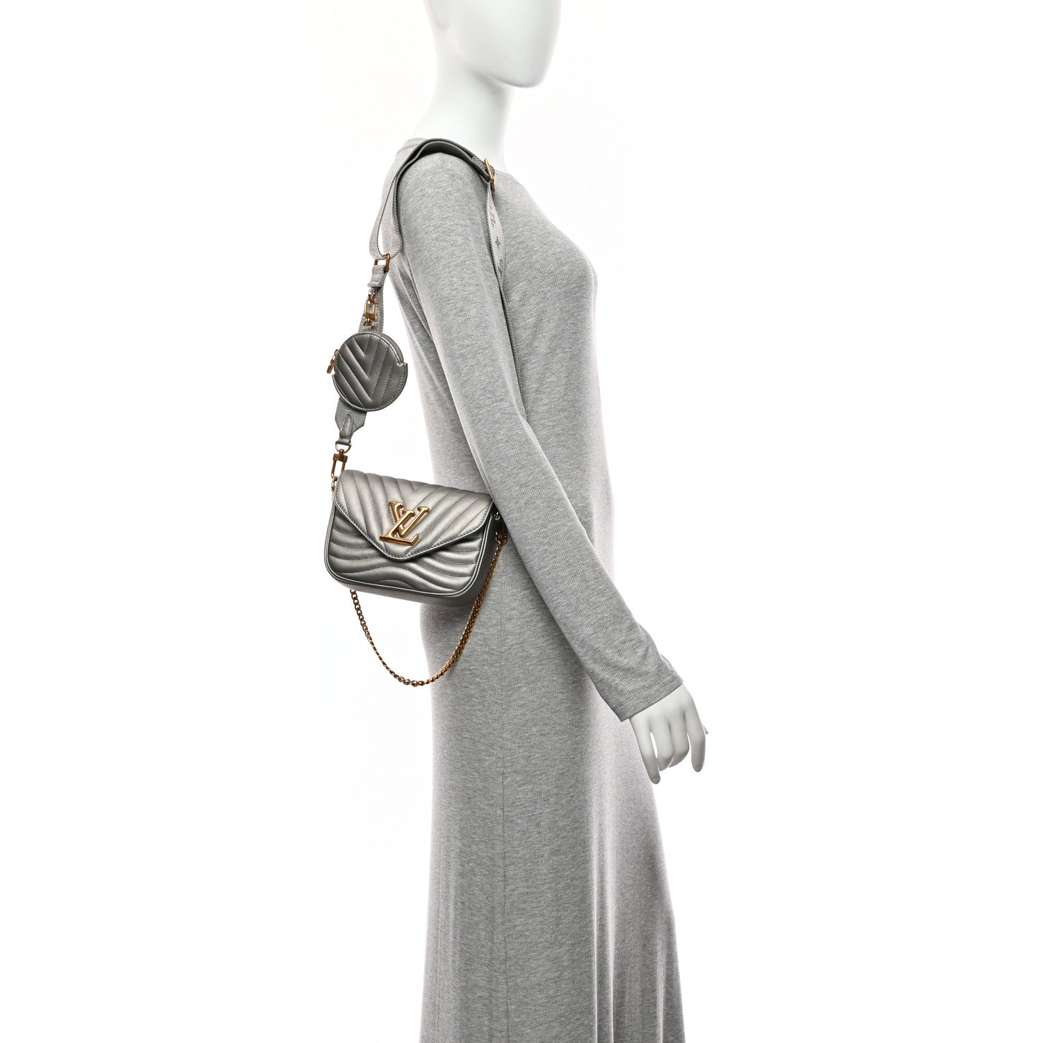 Calfskin New Wave Multi Pochette Metallic Grey