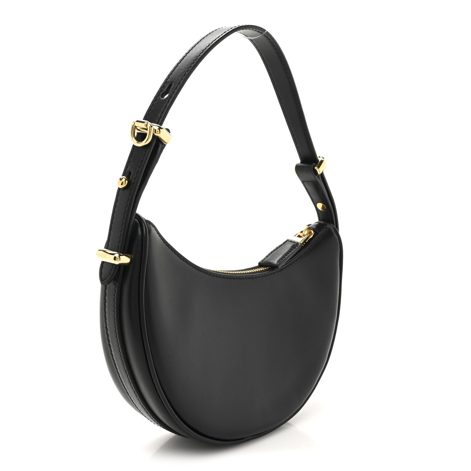 Soft Calfskin Arque Shoulder Bag Black