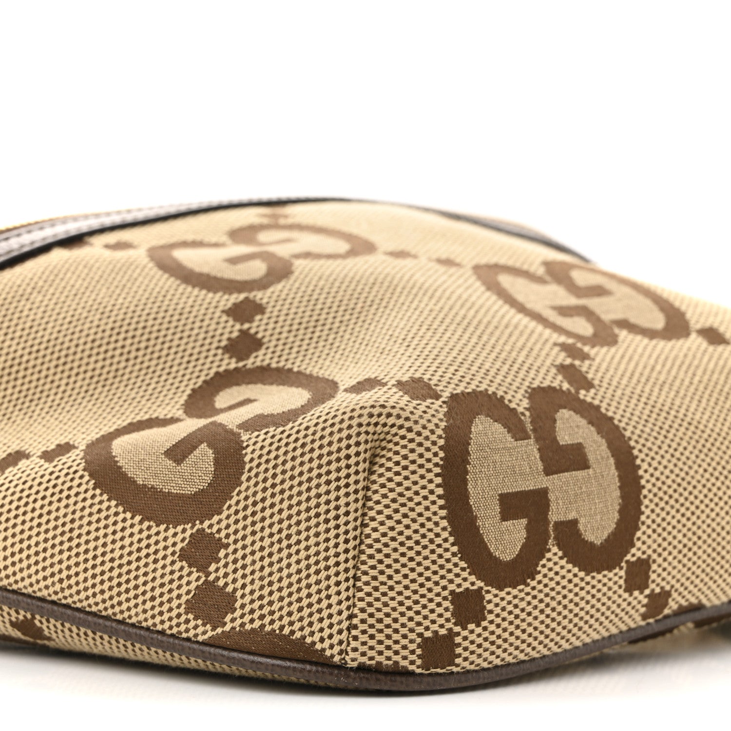 Monogram Jumbo GG Textured Dollar Calfskin Web Belt Bag Camel Ebony New Acero
