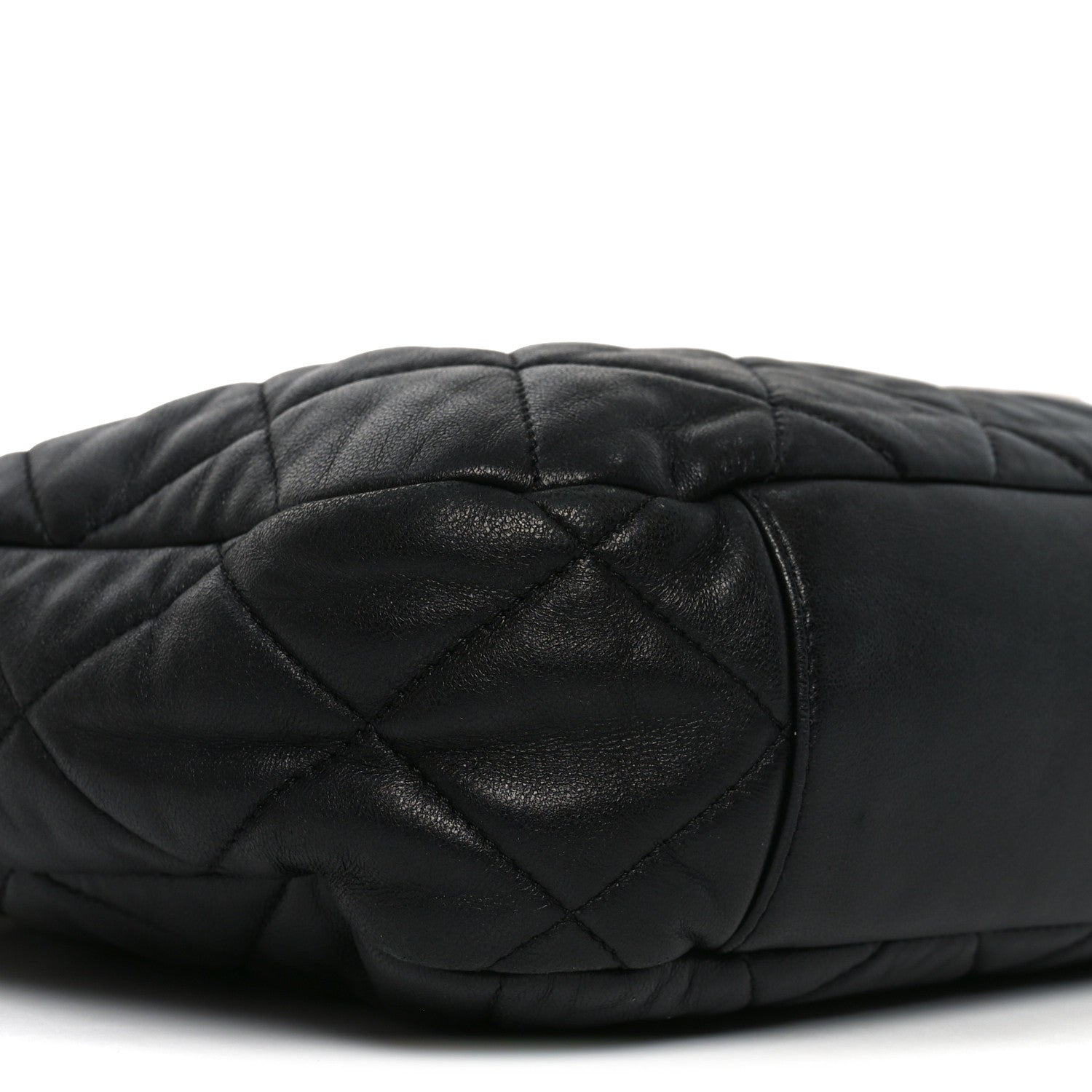 Lambskin Quilted Large CC Funky Town Hobo Black