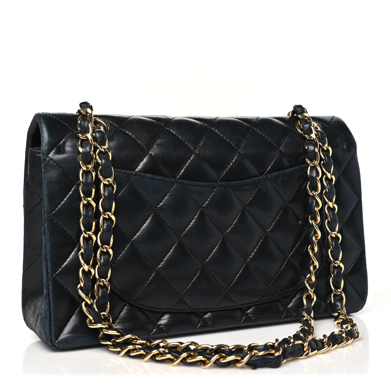 Lambskin Quilted Small Double Flap Black